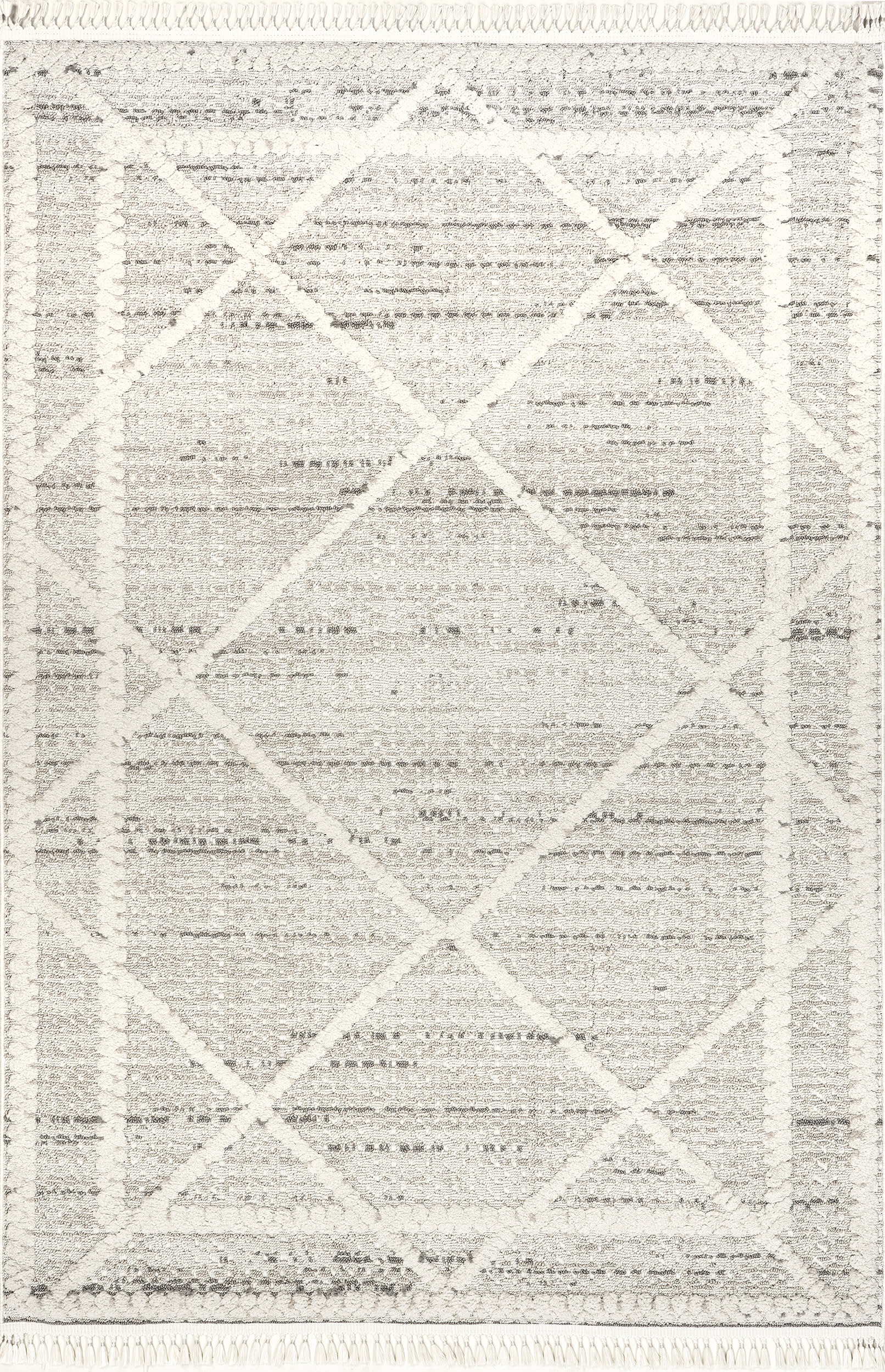 Ellery Tiled Tasseled Rug | Beige