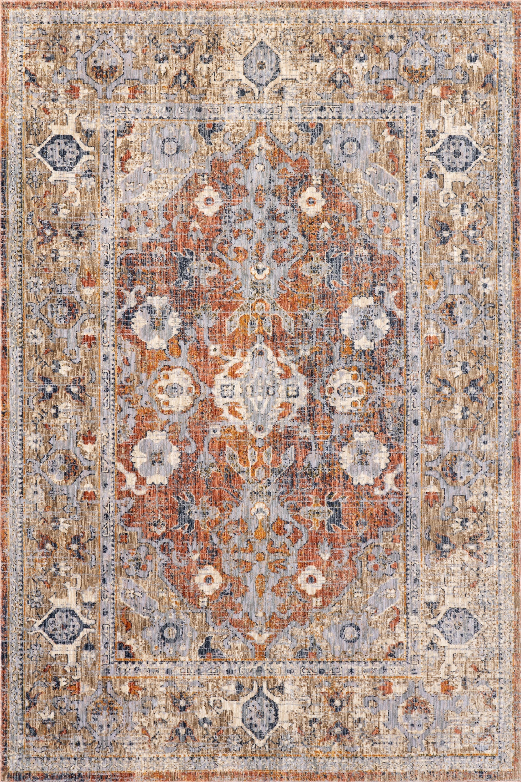 Margie Vintage Medallion Rug | Rust