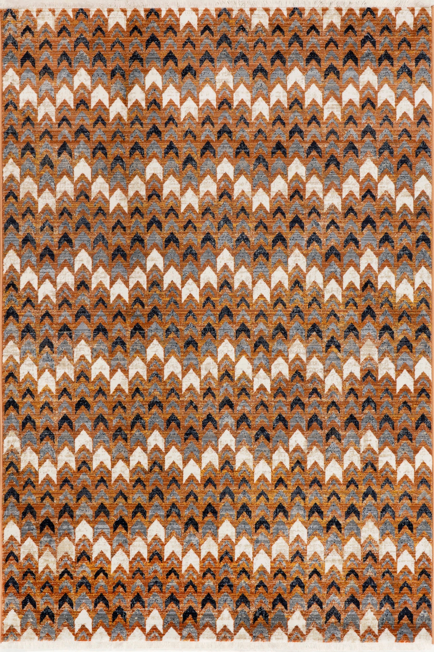 Deedra Geometric Banded Rug | Rust