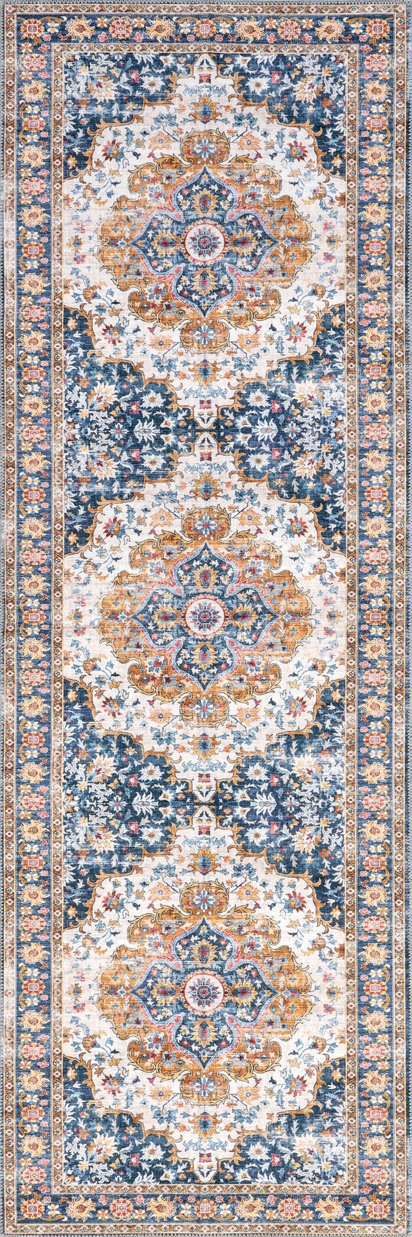 Dita Spill Proof Washable Rug | Blue Multicolor