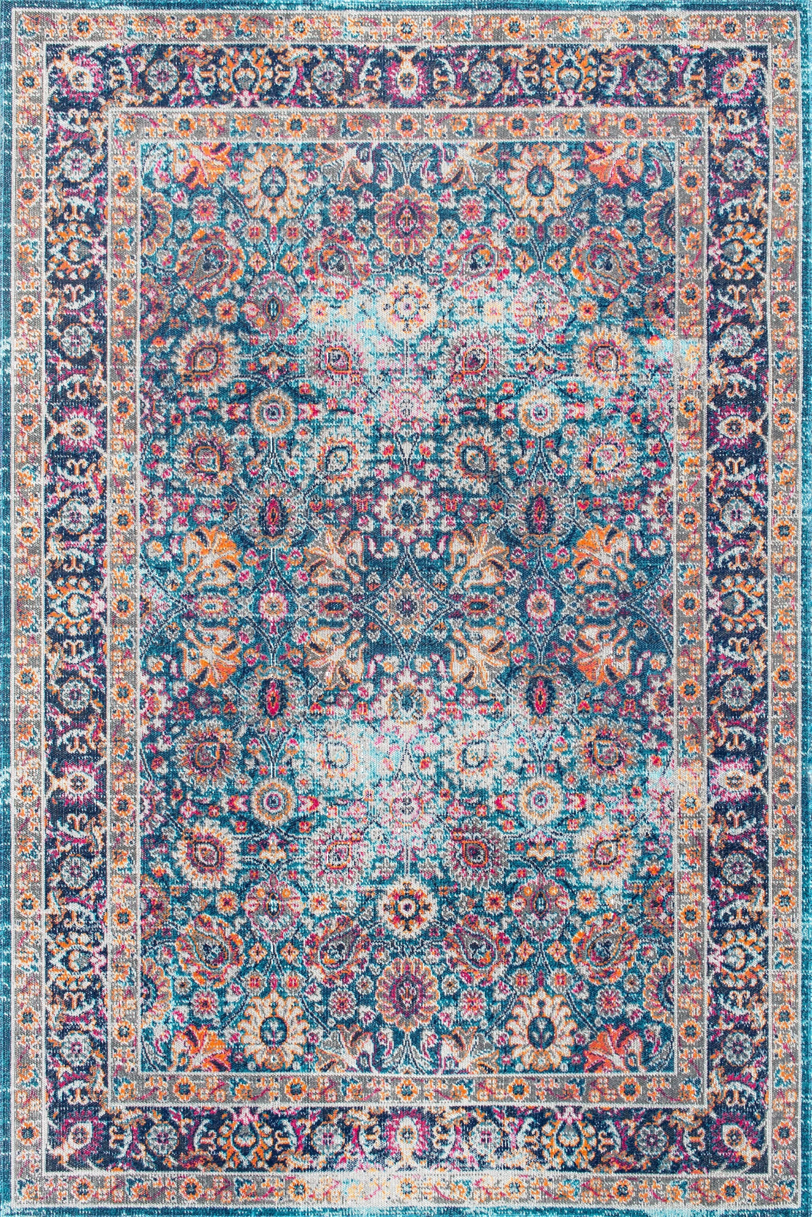 Cardinal Lily Herati Rug | Blue