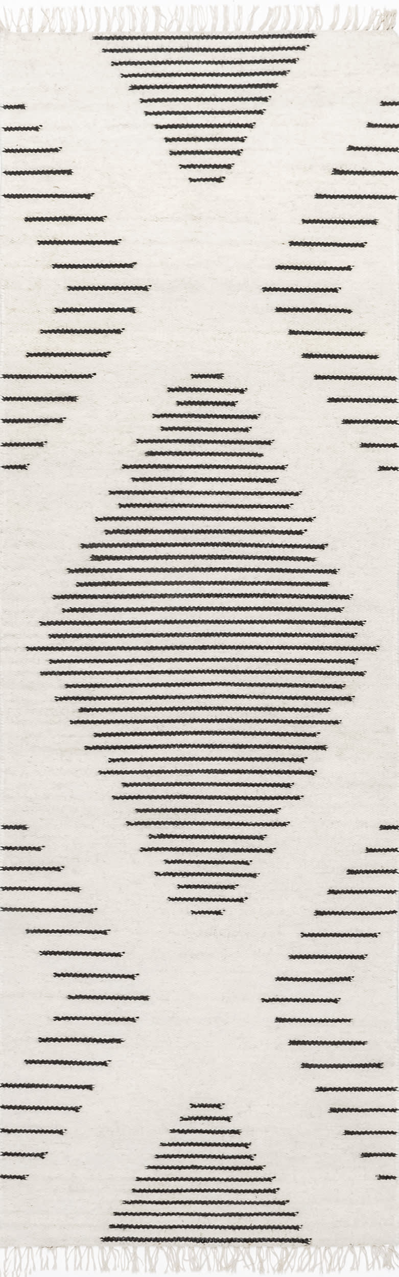 Indie Pinstripe Tasseled Rug | Ivory
