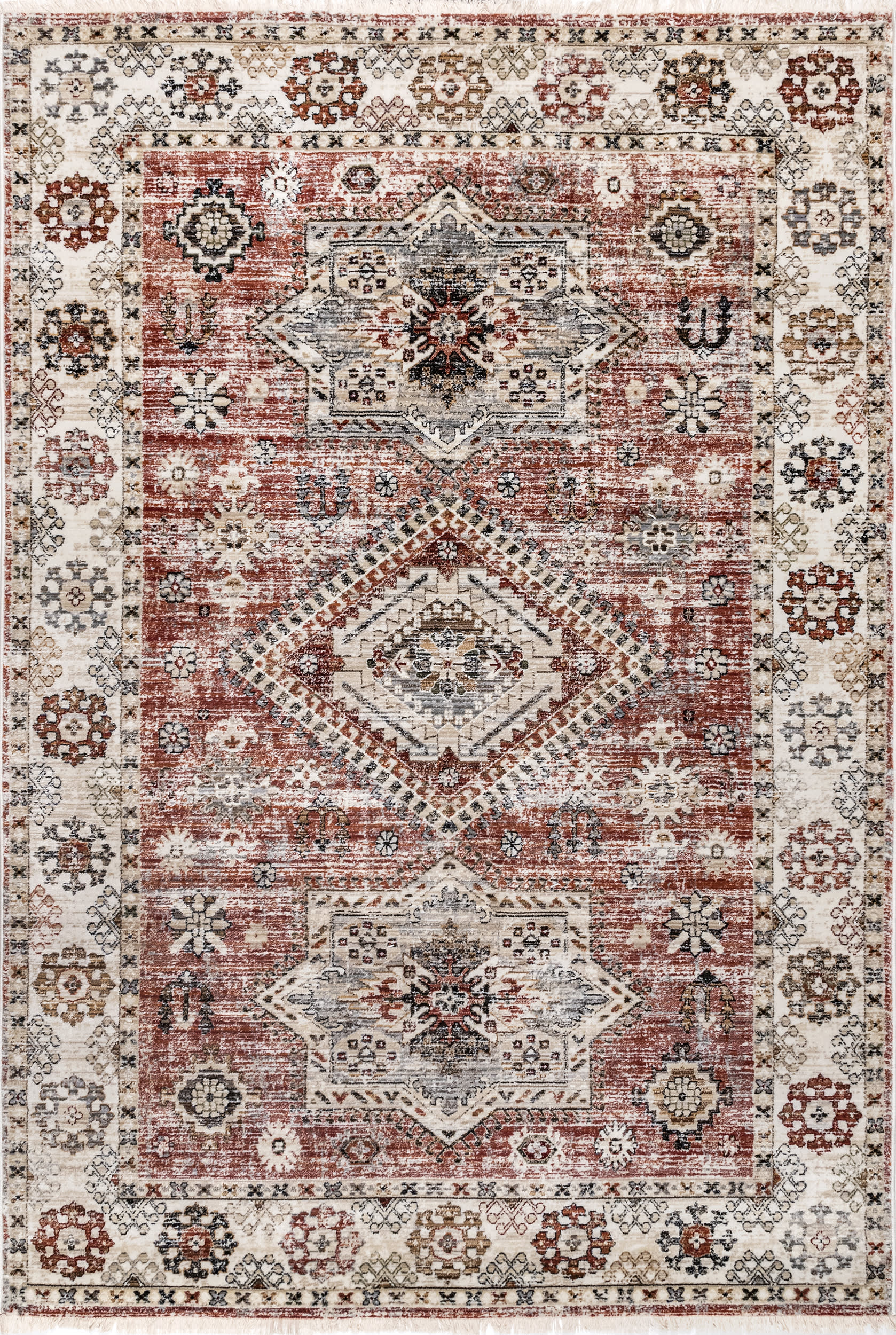 Sydney Vintage Fringed Rug | Rust