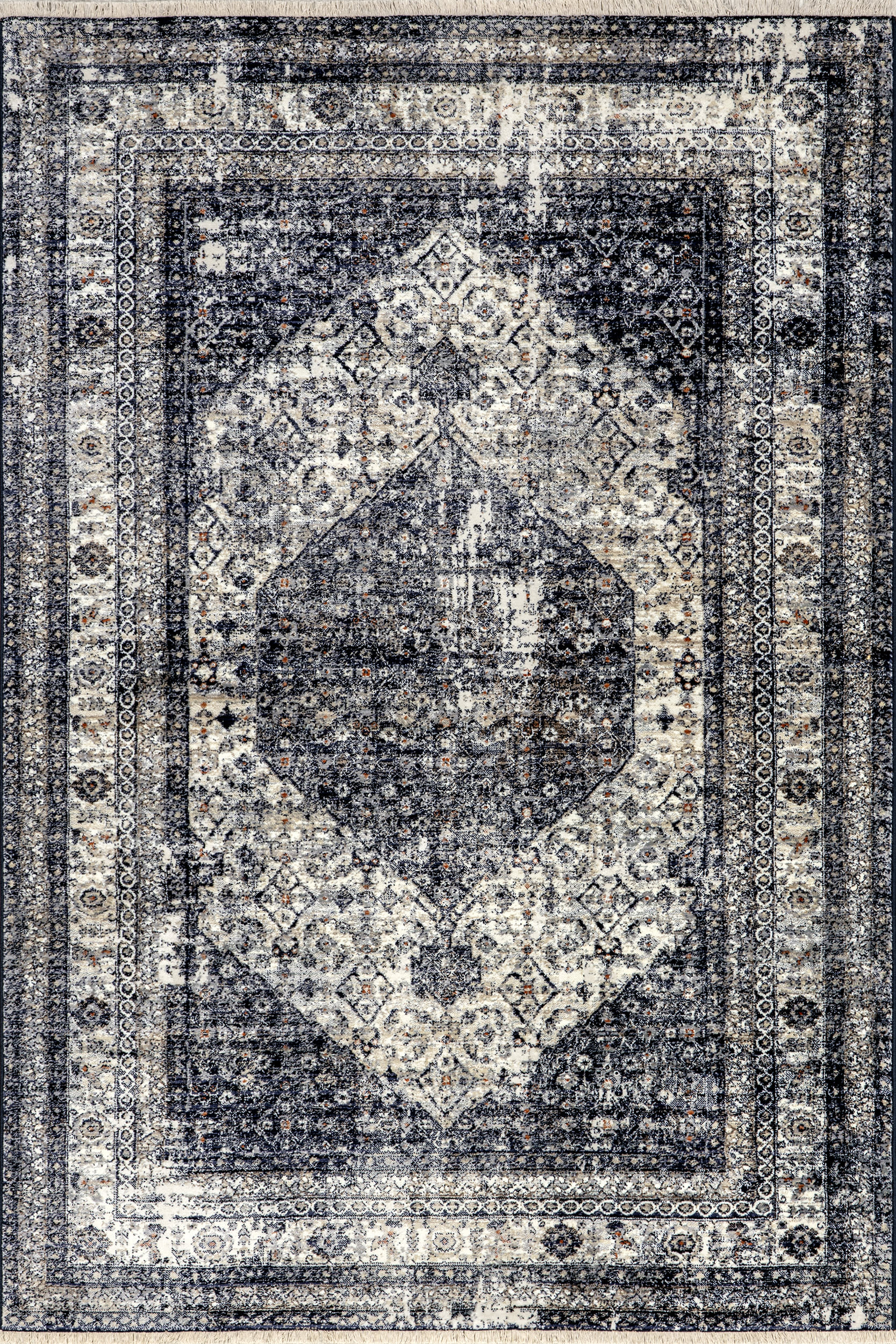 Vintage Medallion Fringe Rug | Navy