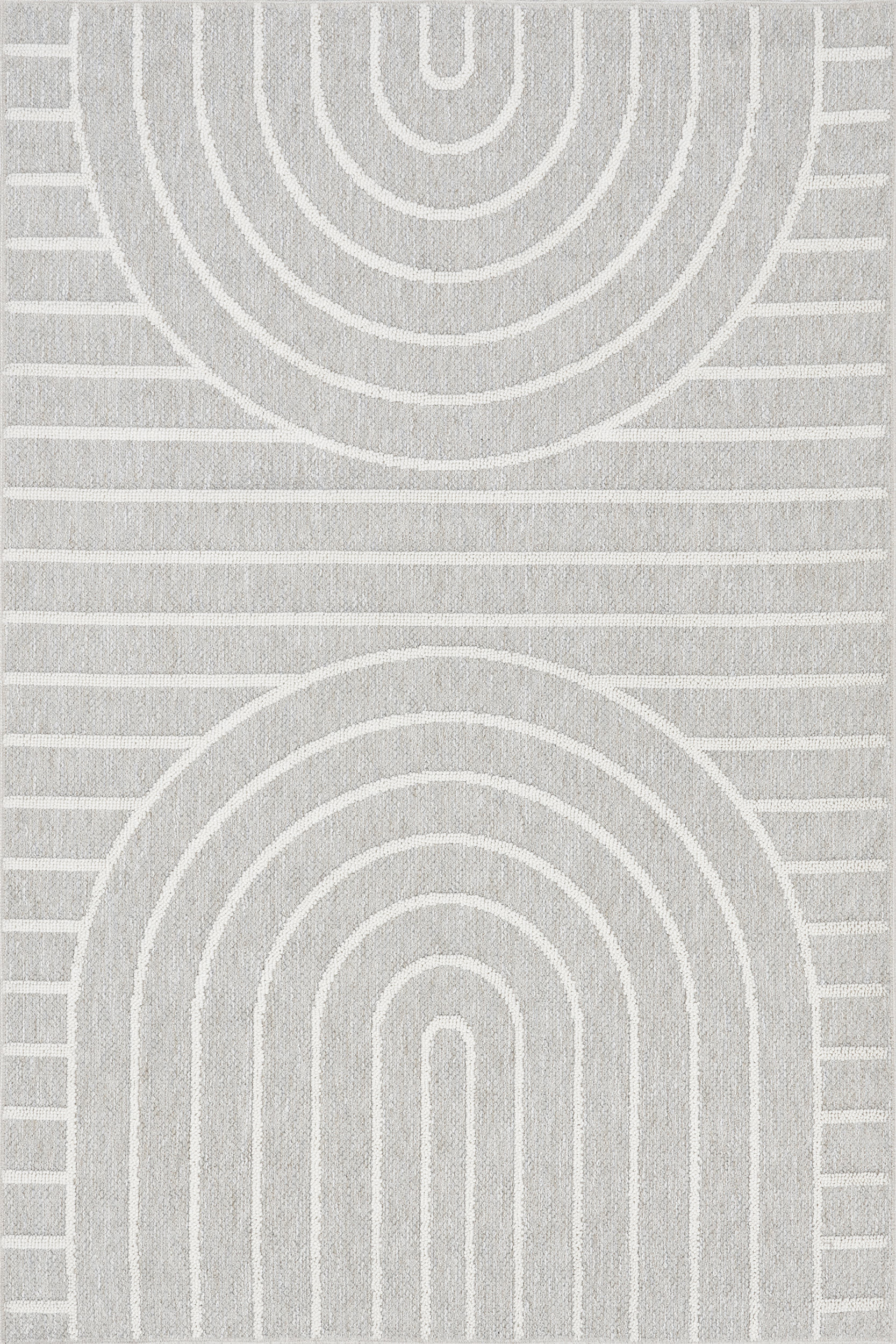 Althea Geometric Arc Washable Rug | Light Grey