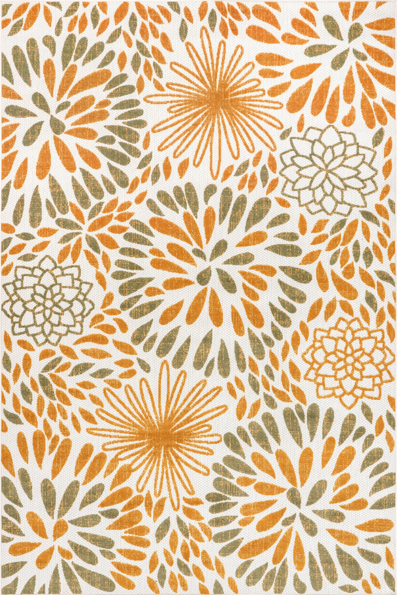 Floral Fireworks Indoor/Outdoor Rug | Orange