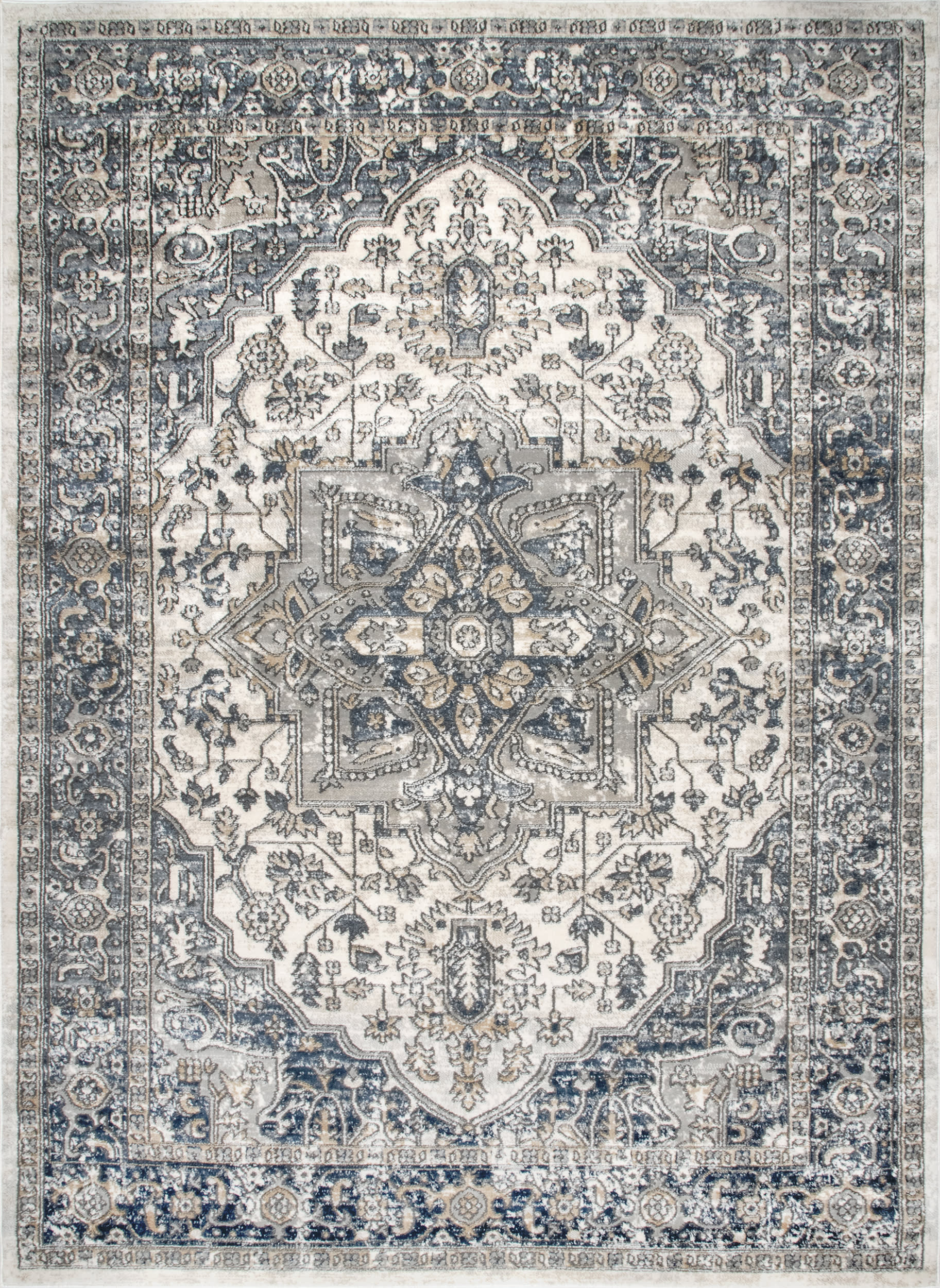 Bordered Medallion Rug | Grey