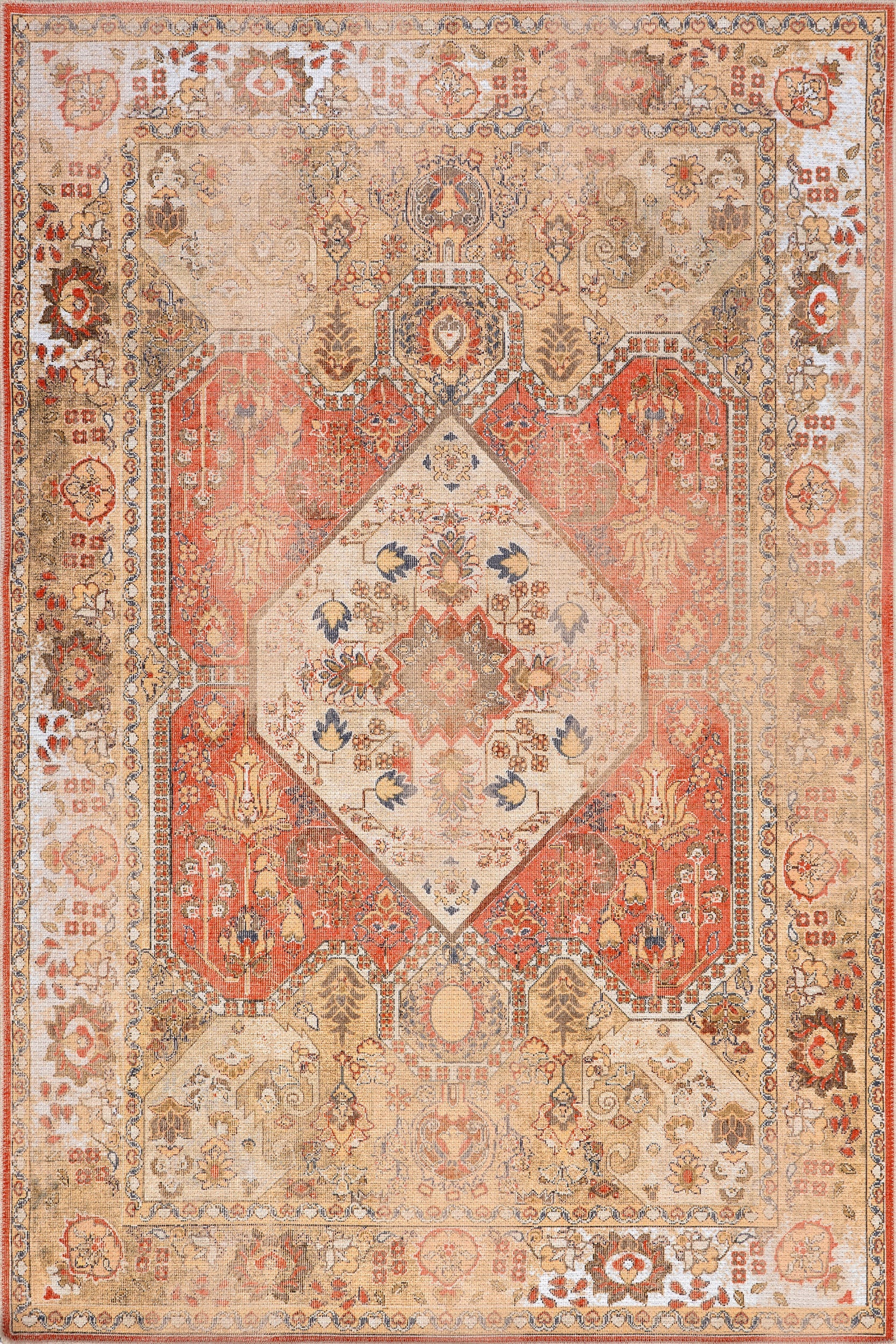 Hannah Medallion Washable Rug | Rust
