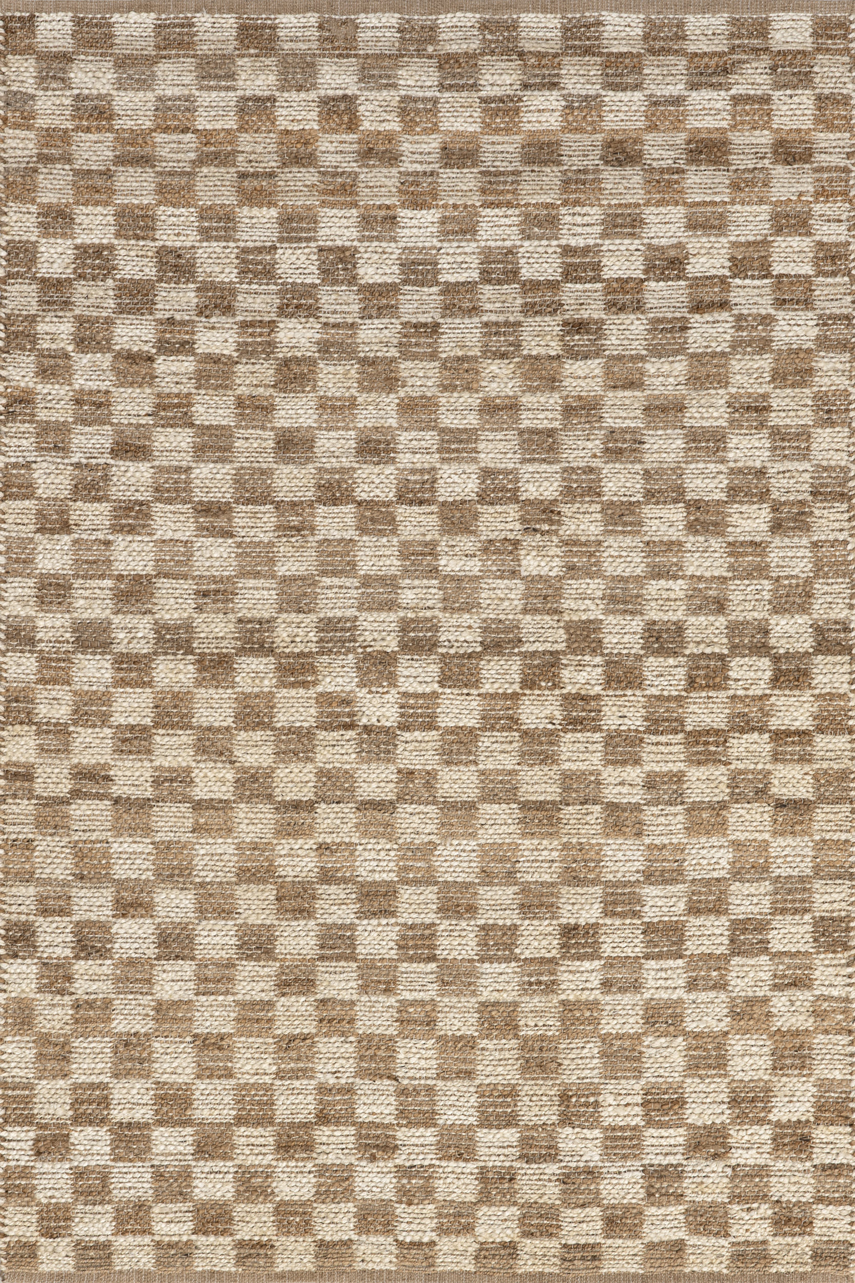 Sandye Retro Checkered Jute Rug | Natural
