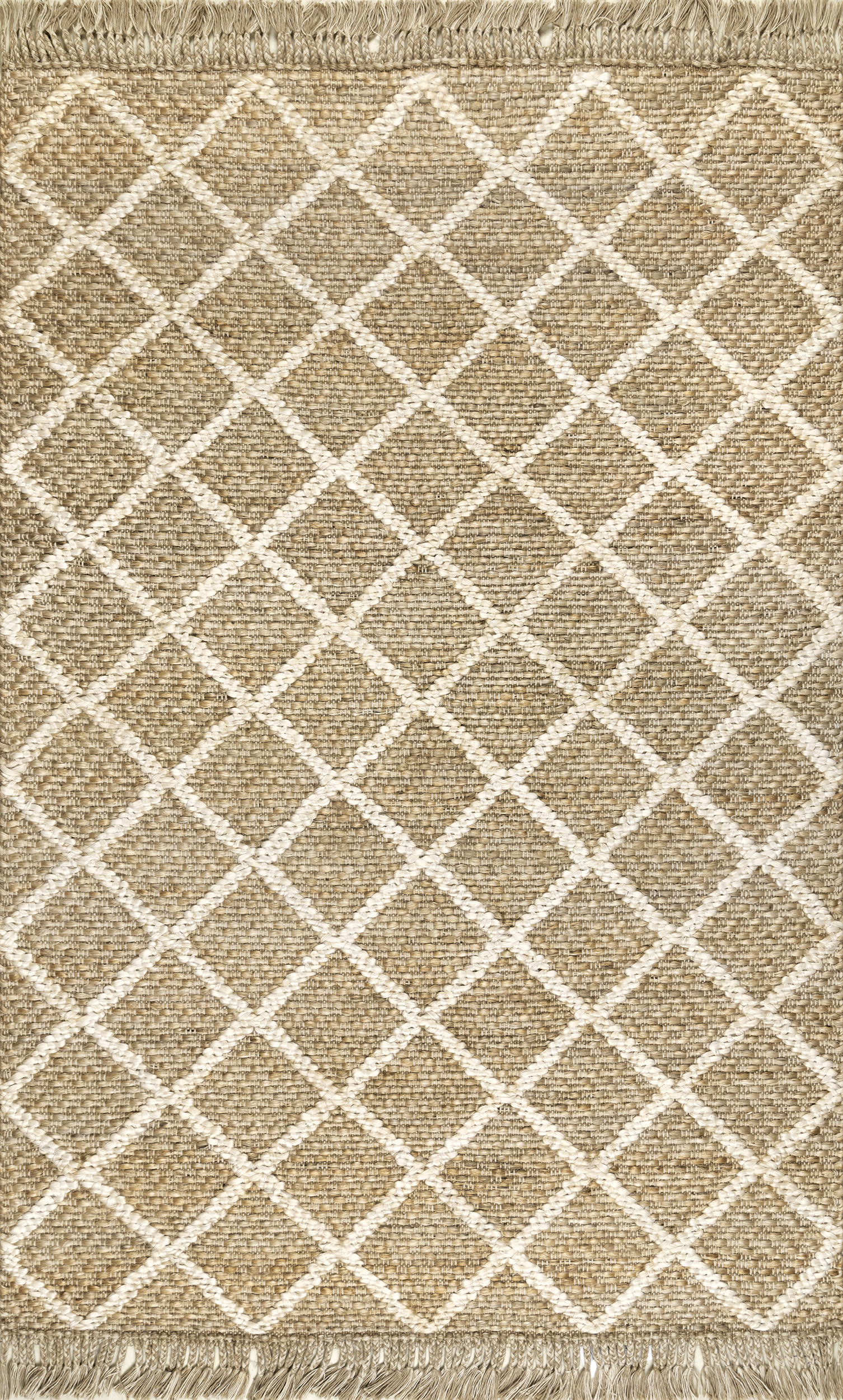 Diamond Trellis With Tassels Rug | Natural