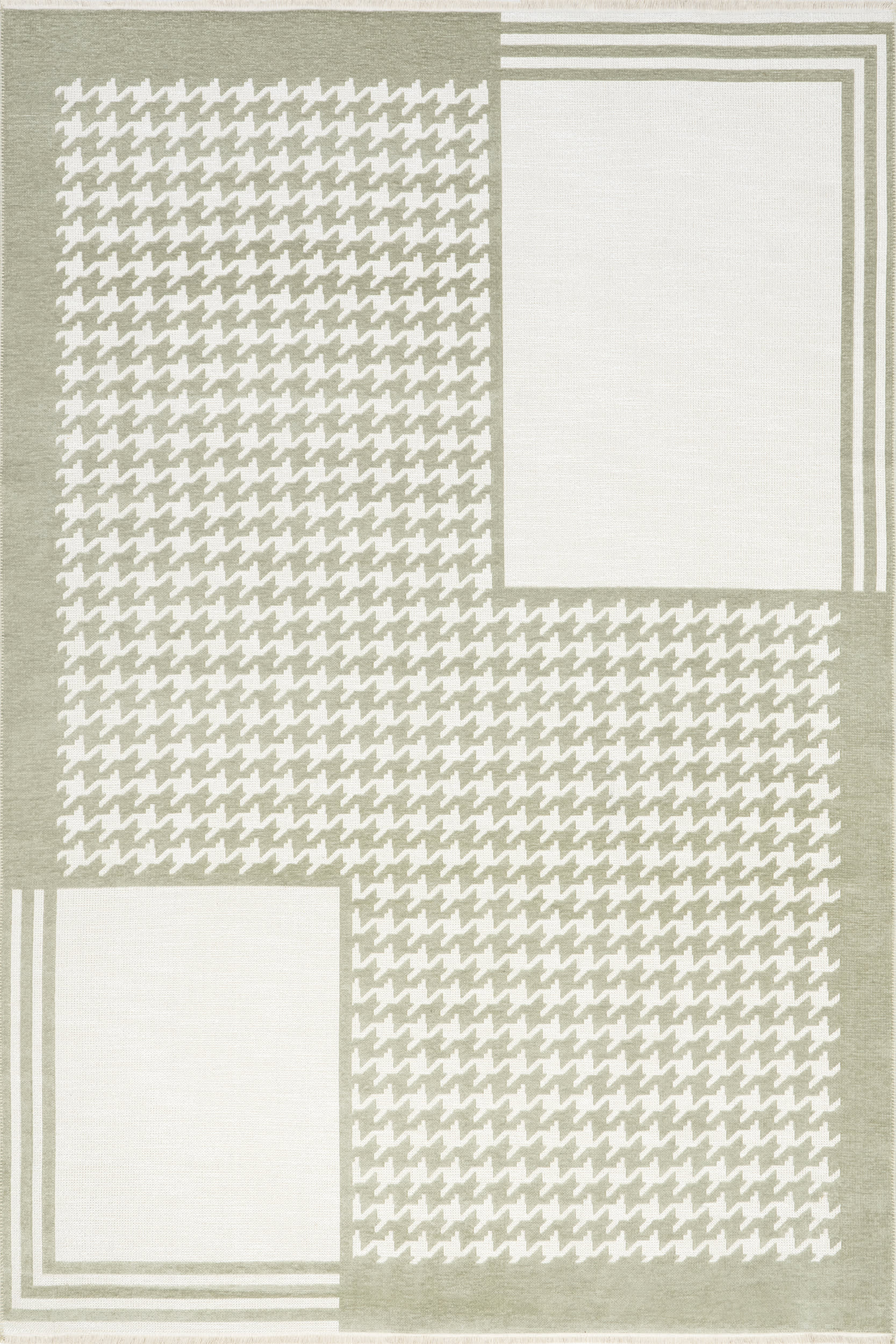 Jennie Geometric Fringed Reversible Washable Rug | Green
