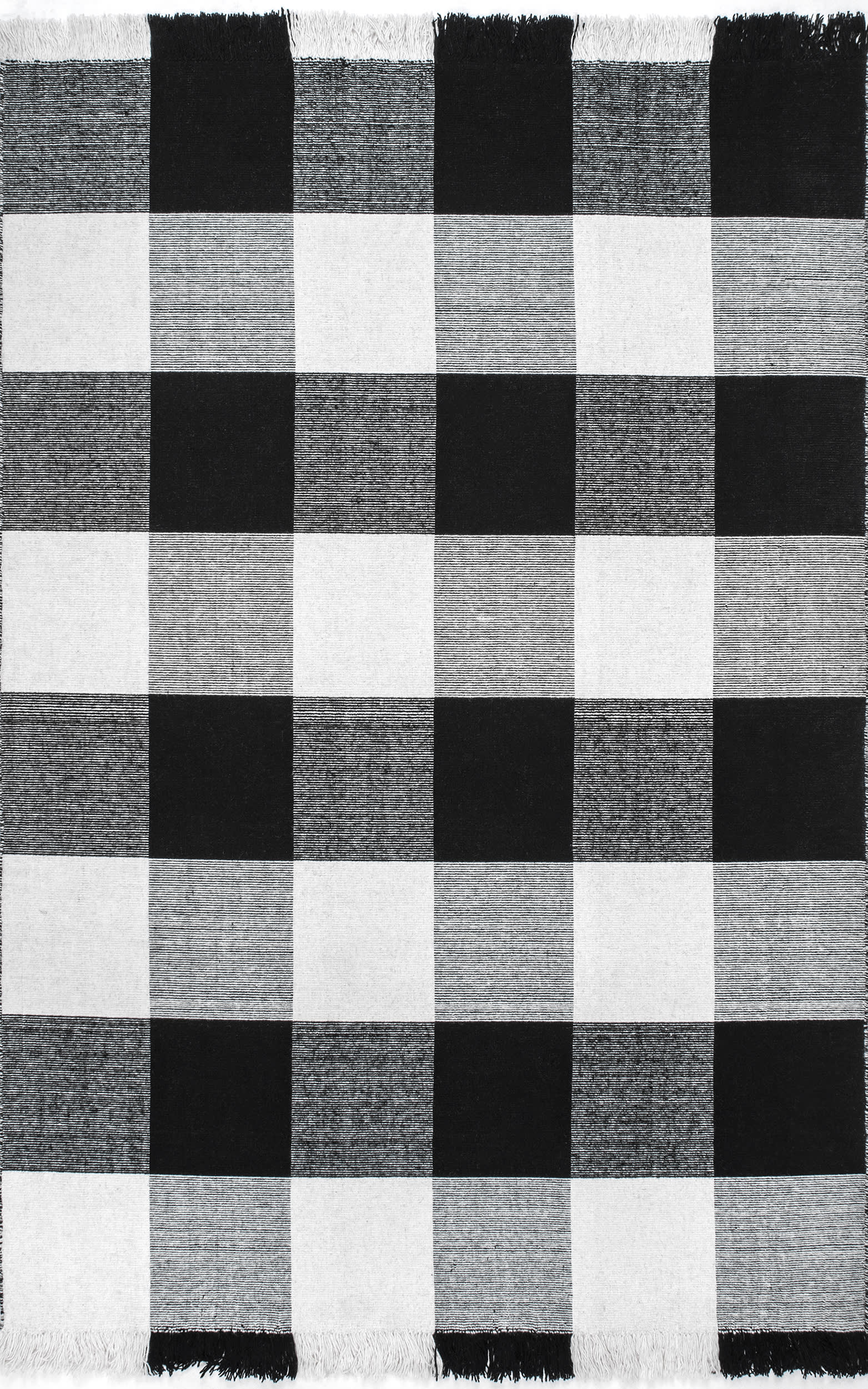 Fringed Plaid Rug | Black
