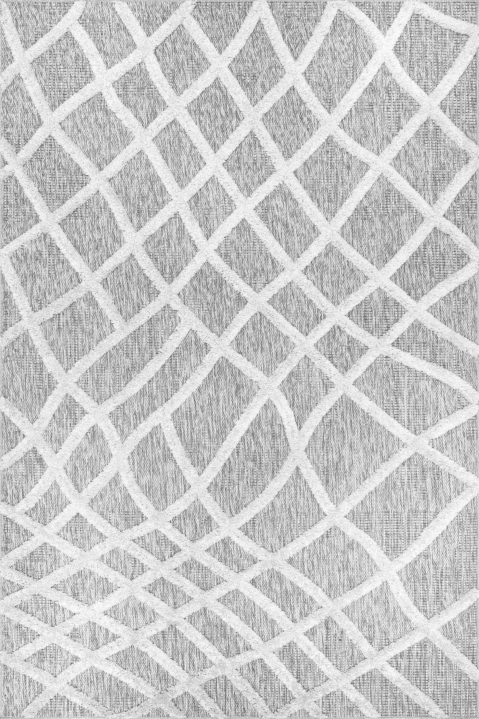 Raised Fishnet Trellis Rug | Grey