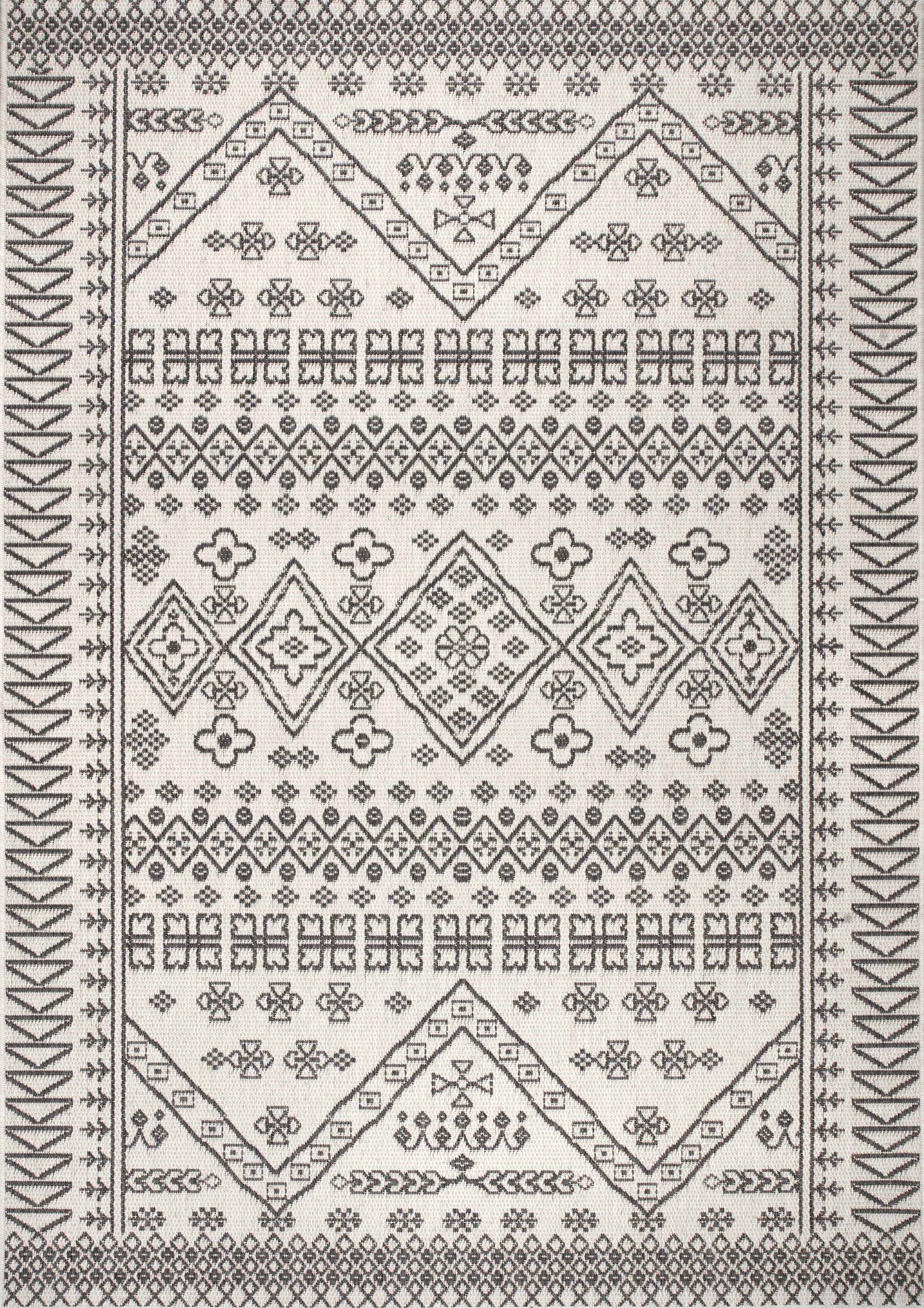 Diamond Bordered Indoor/Outdoor Rug | Ivory