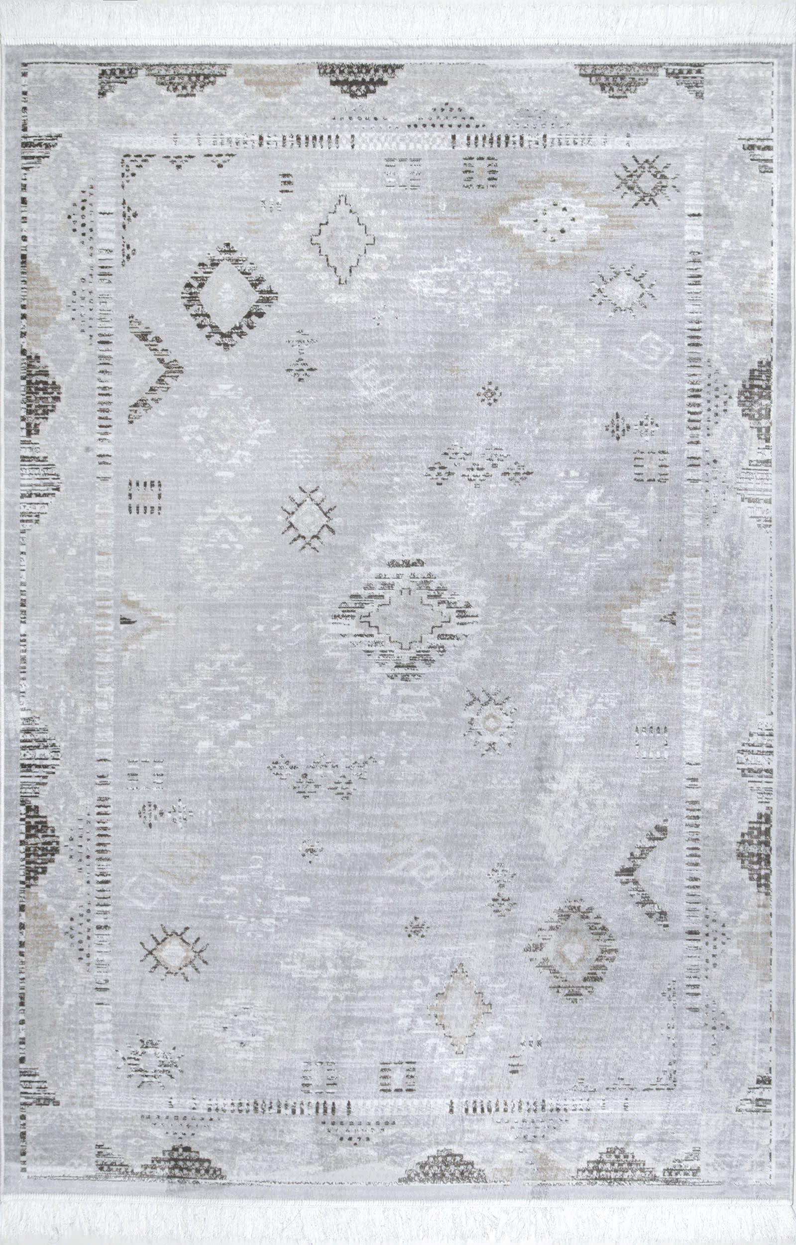 Venice Fringed Rug | Silver