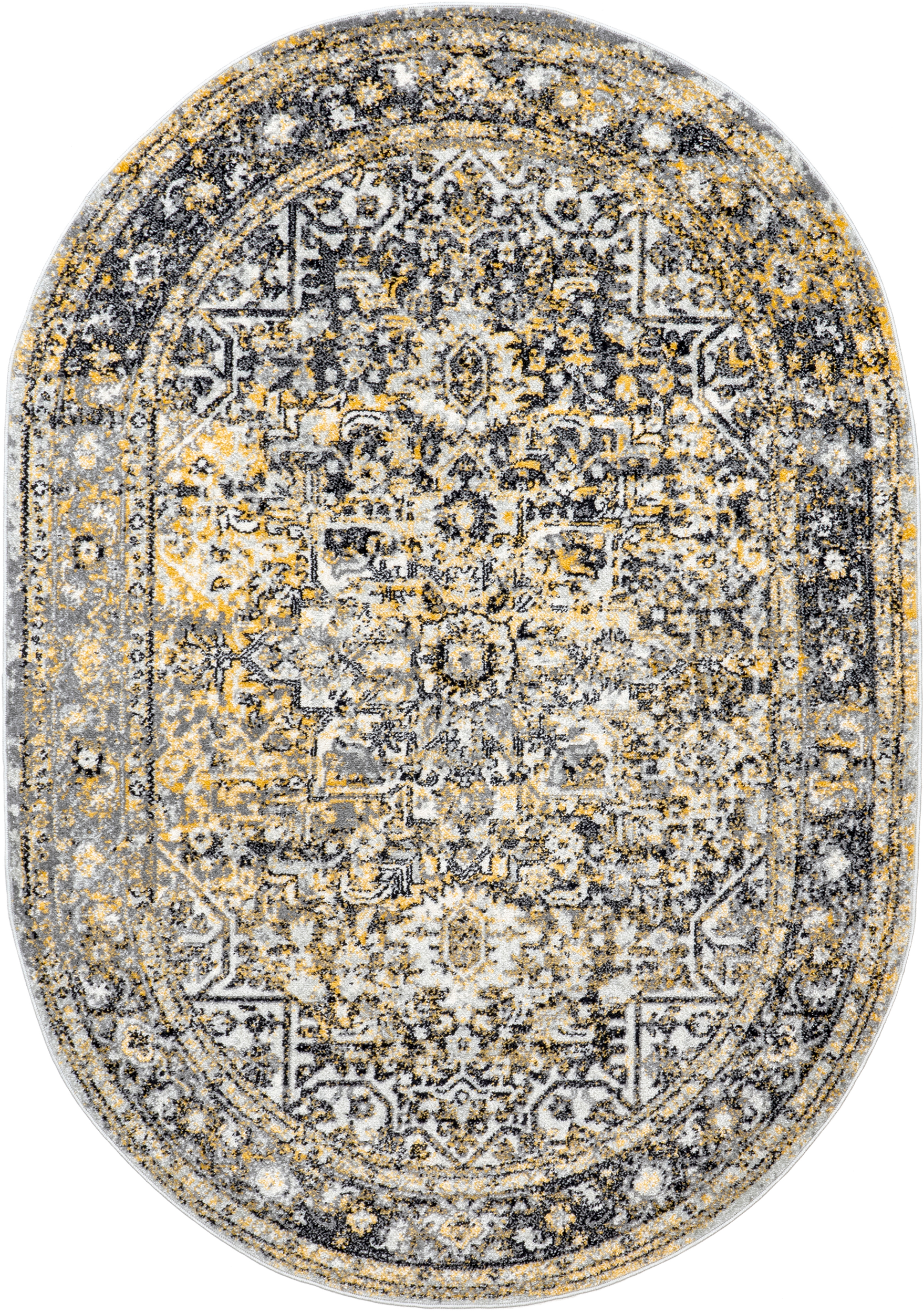 Faded Star Petal Emblem Rug | Gold
