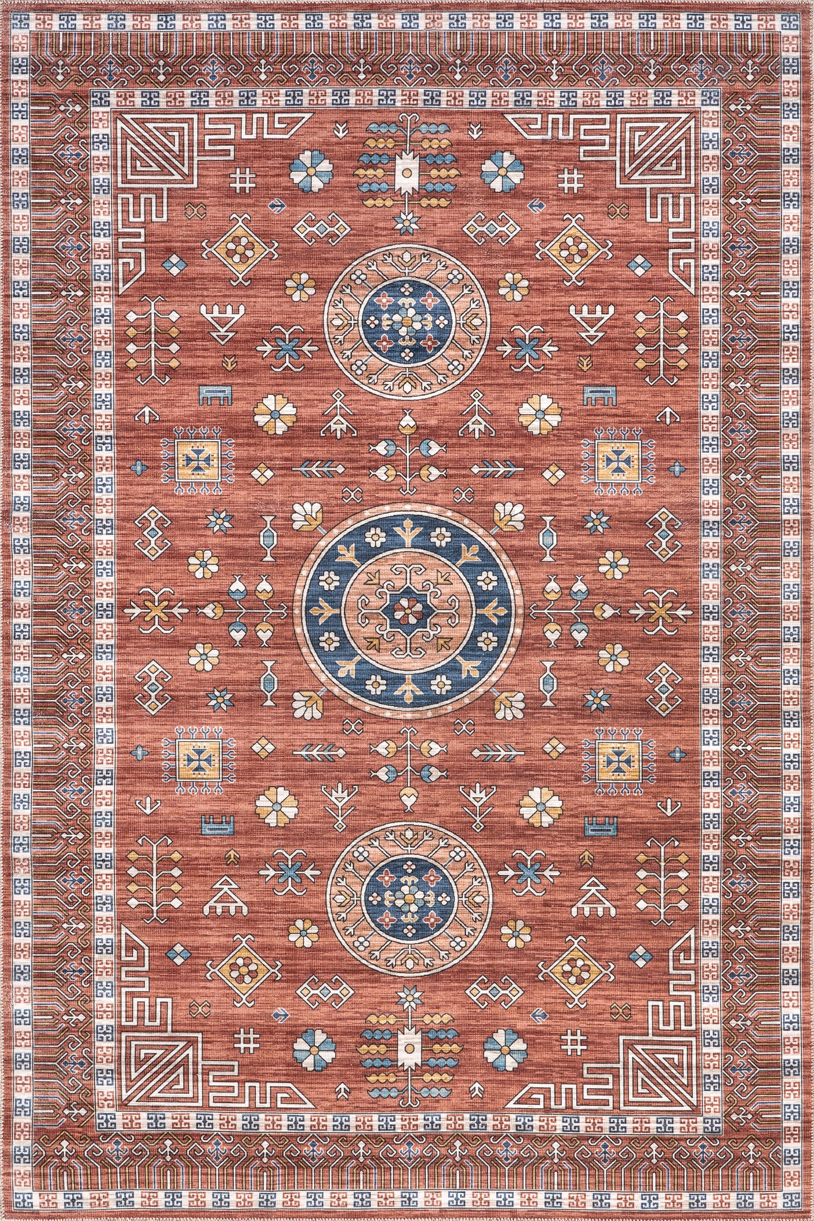 Gemma Washable Disks Rug | Red