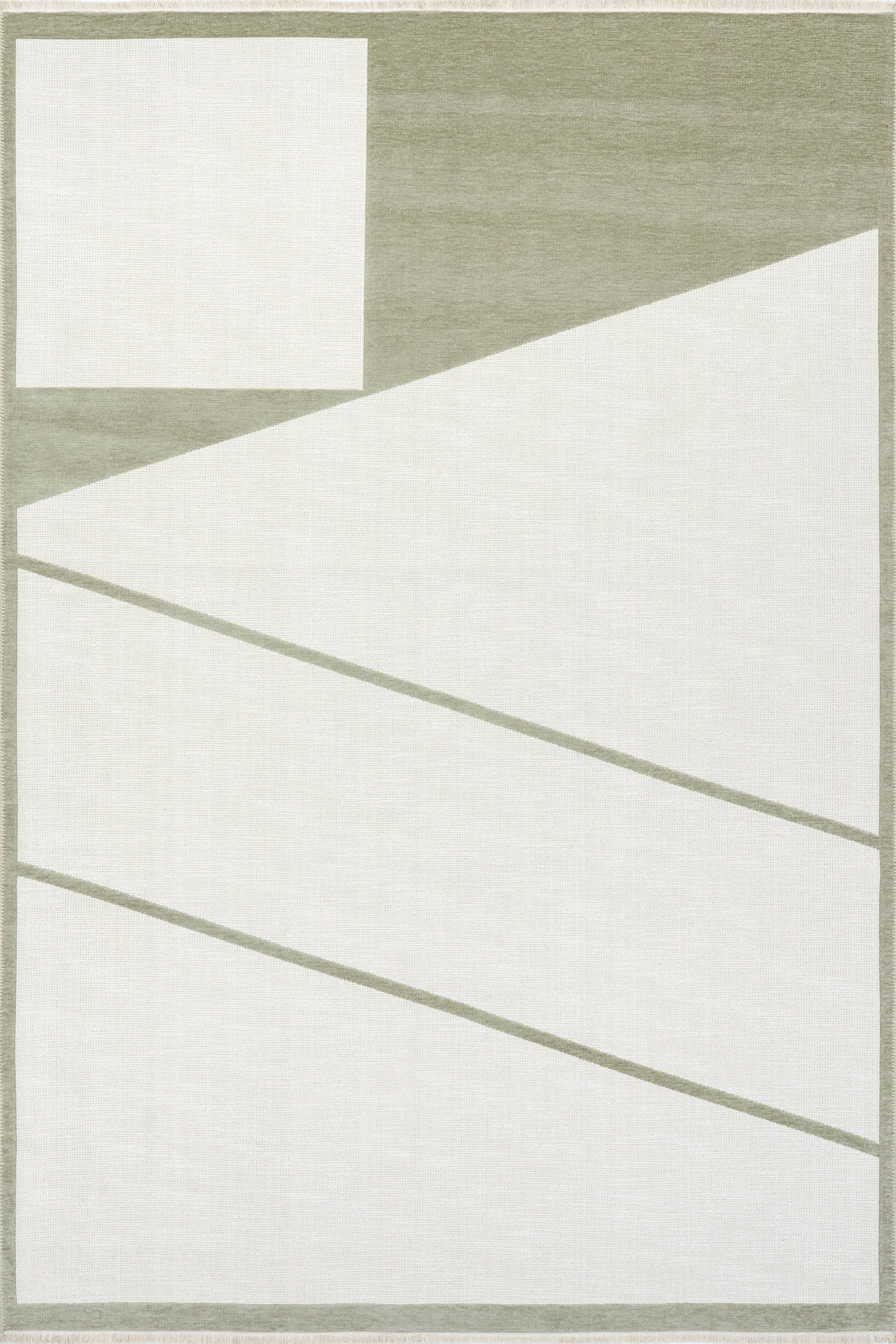 Katherine Geometric Fringed Reversible Washable Rug | Green