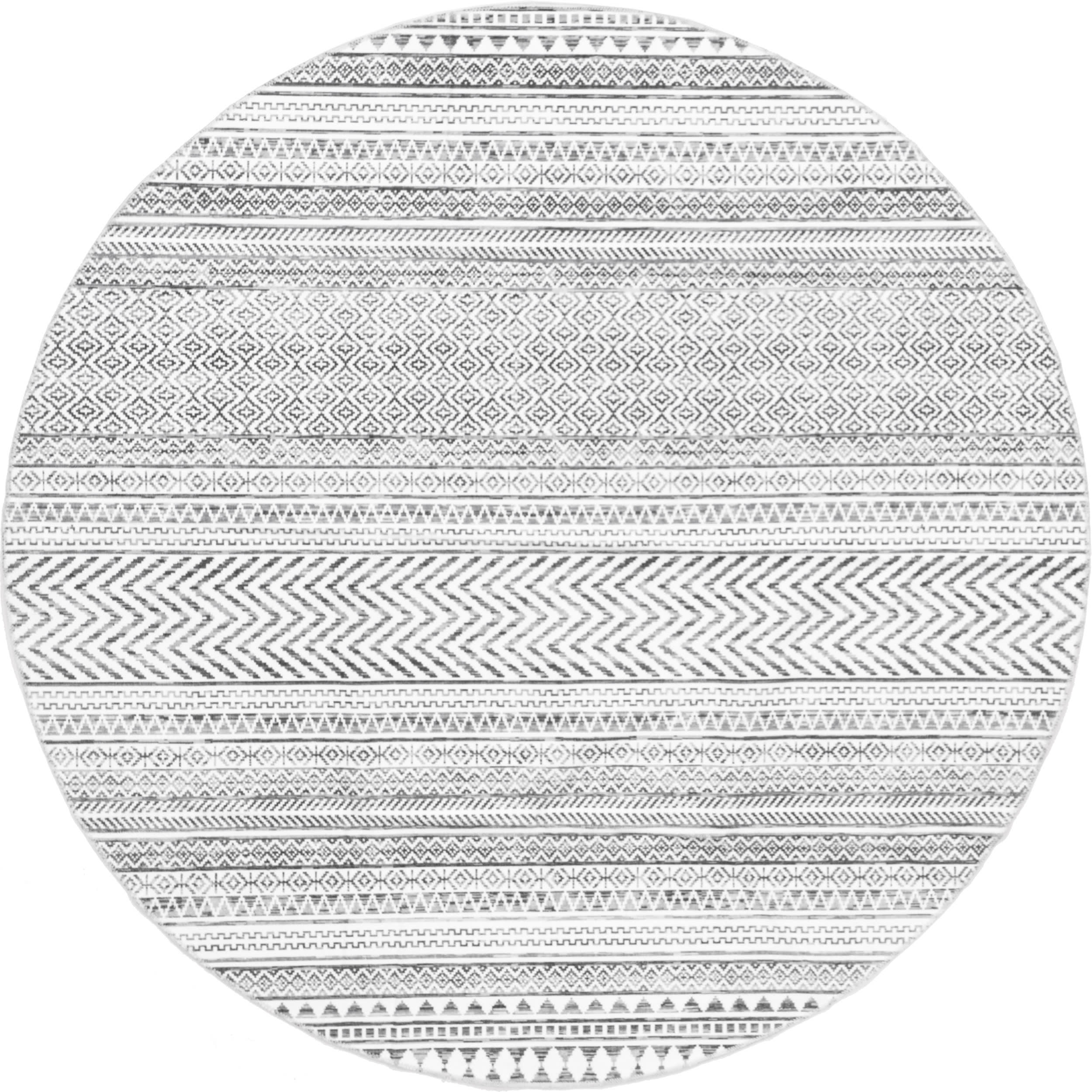 Tribal Banded Washable Rug | Grey