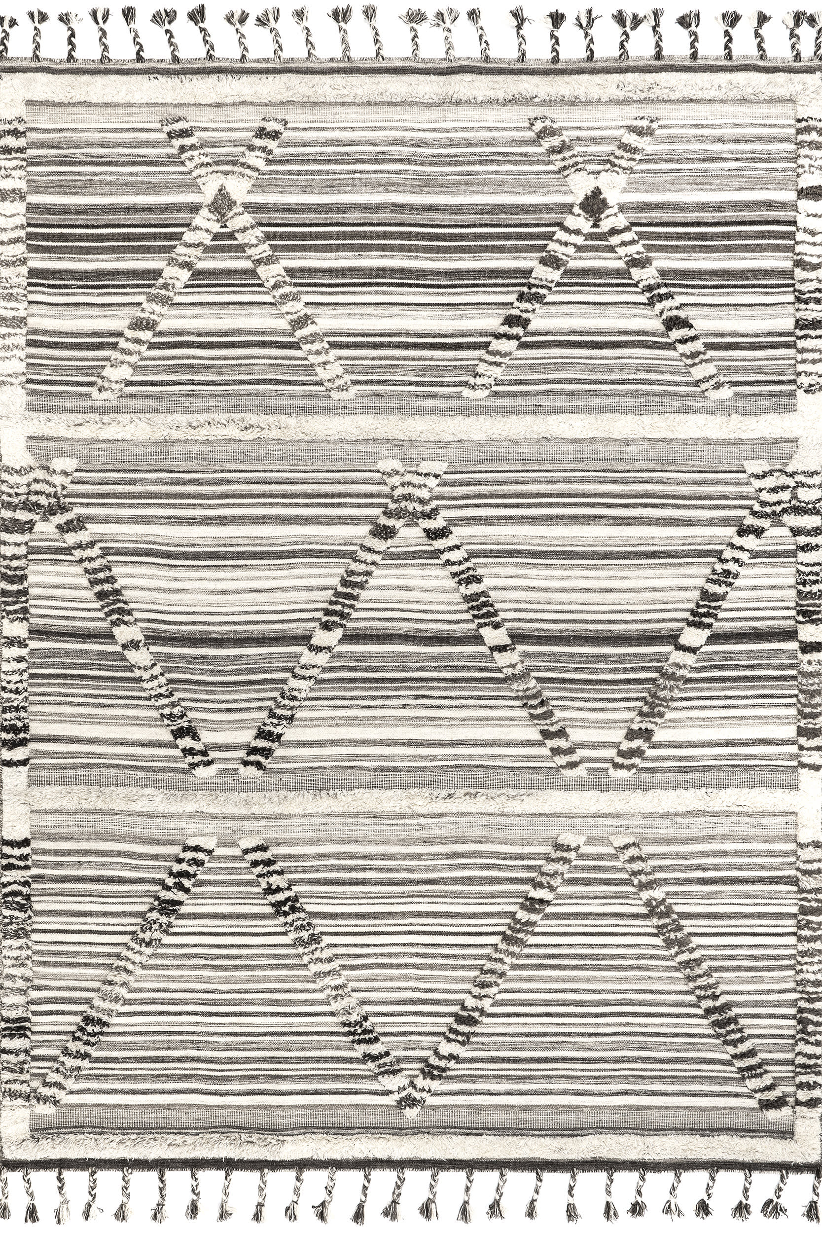 Lara Striped Textured Rug | Ivory