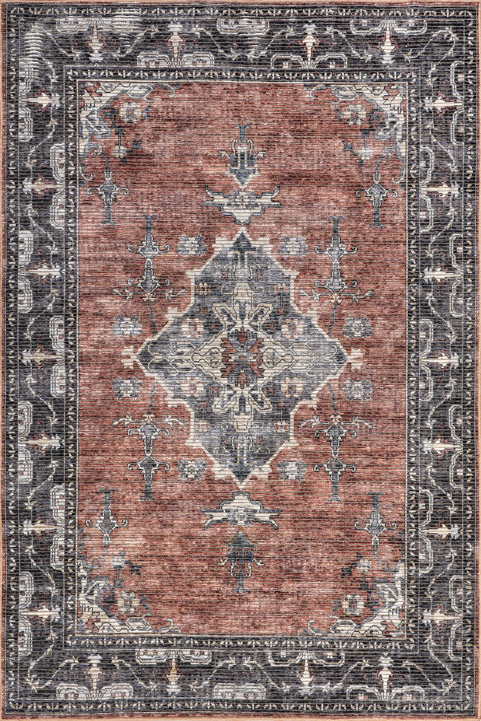 Wild Orchid Washable Rug | Brick