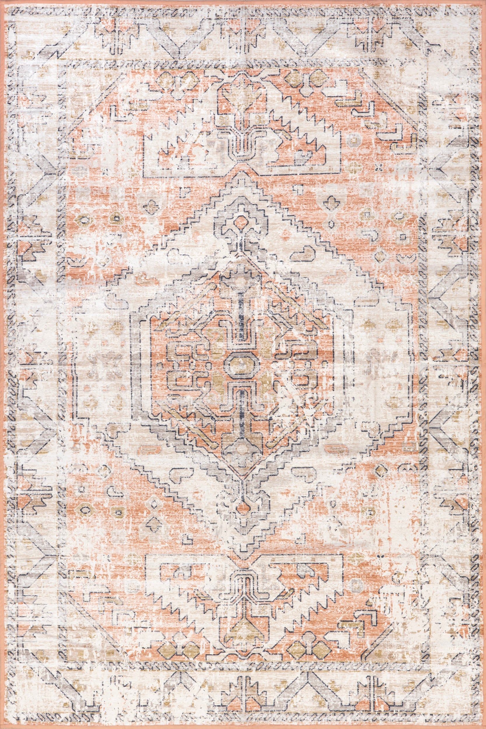 Aarti Medallion Washable Rug | Ivory