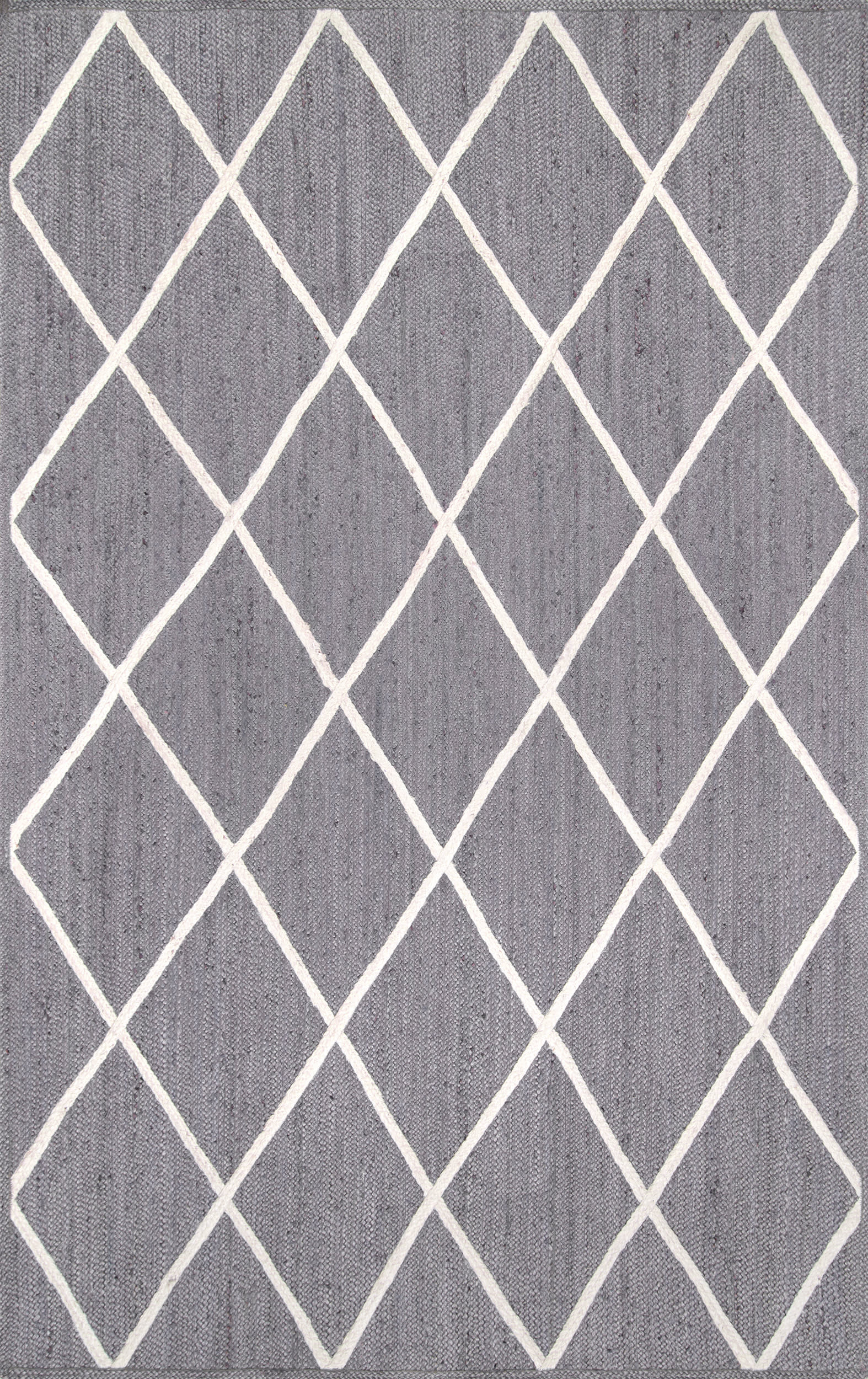Jute Braided Trellis Rug | Grey