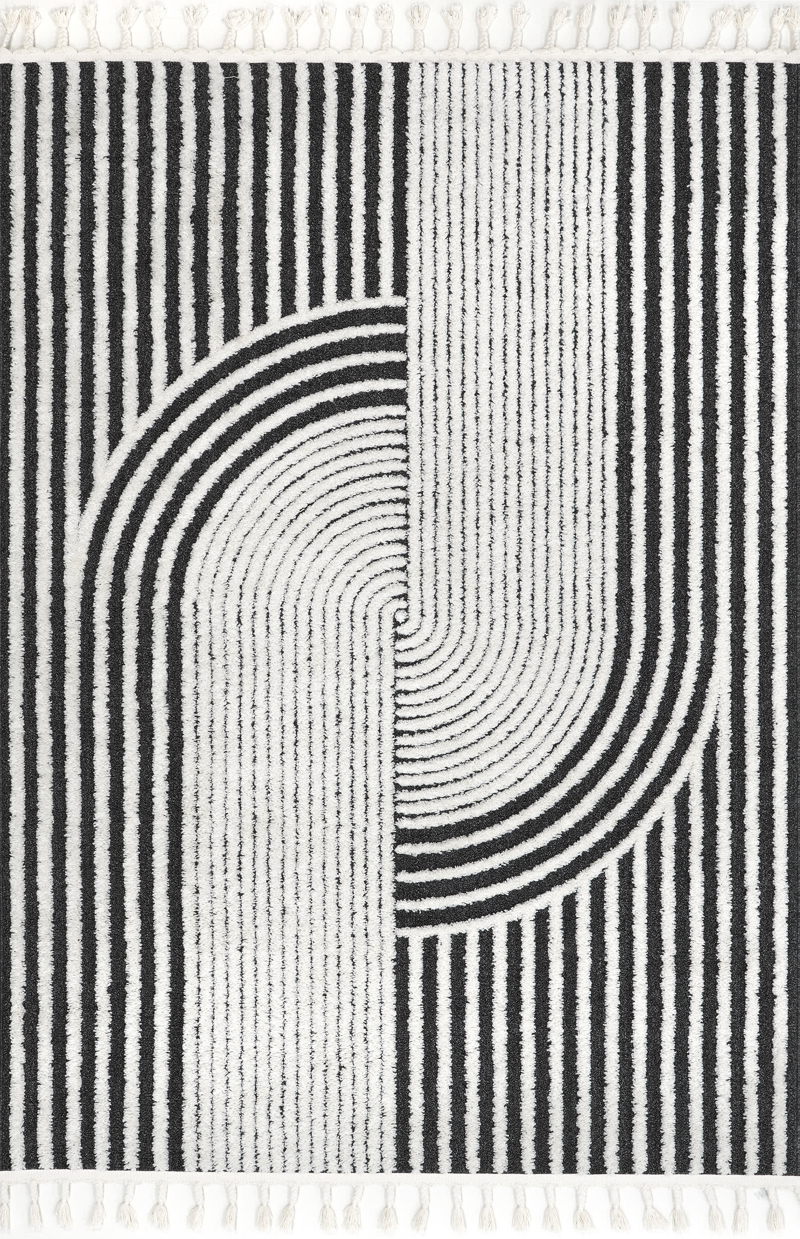 Zoey Striped Tasseled Rug | Beige