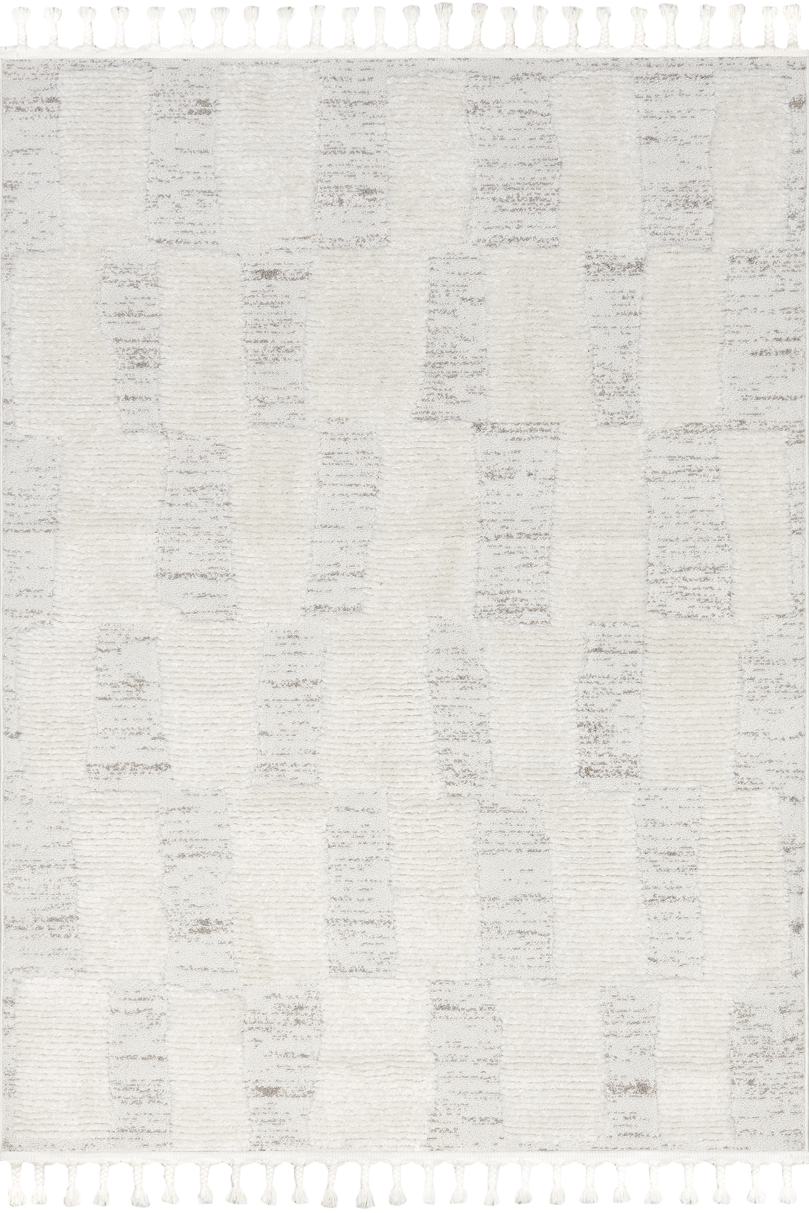 Irma Geometric Tasseled Rug | Light Beige