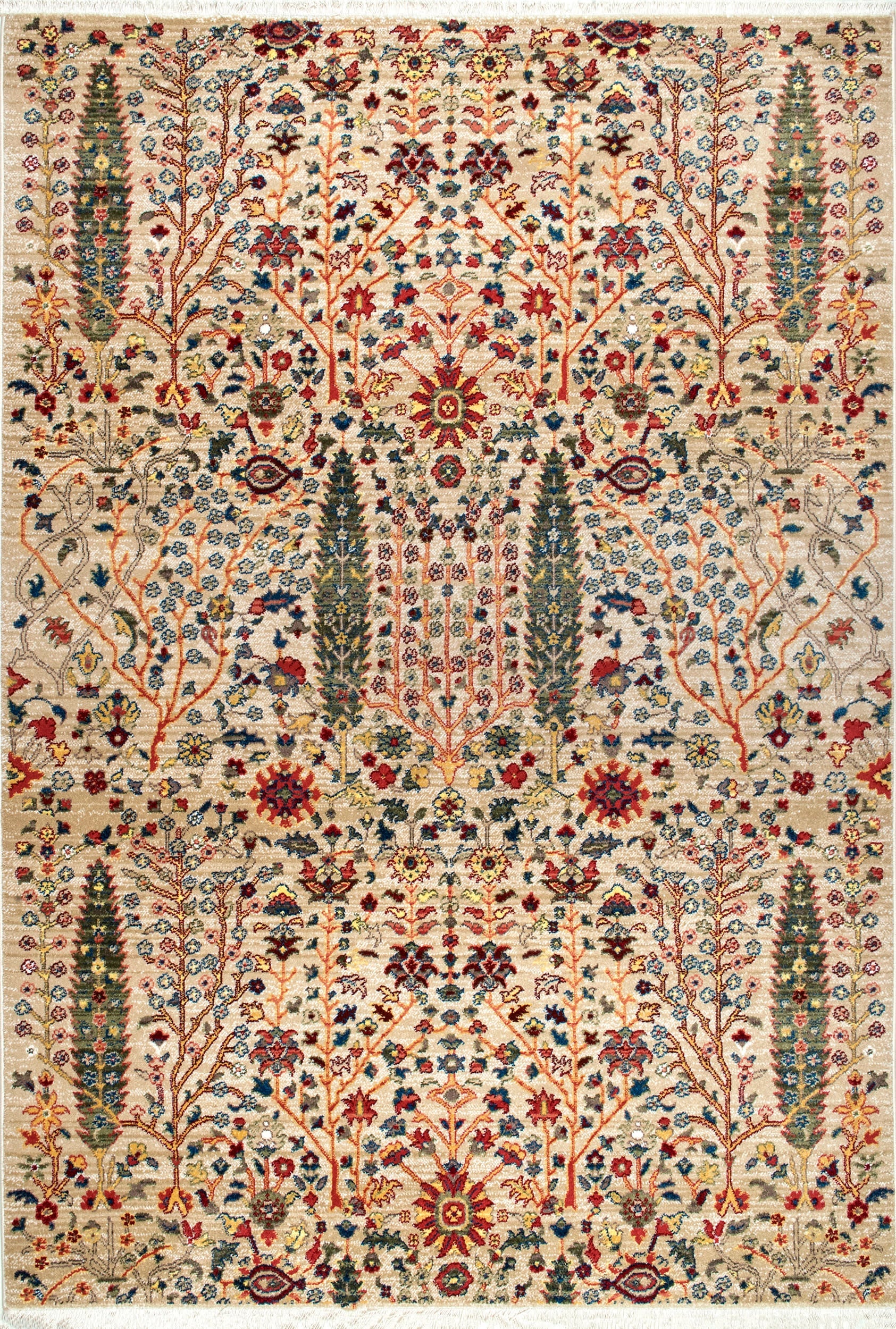 Floral Fringed Rug | Olive