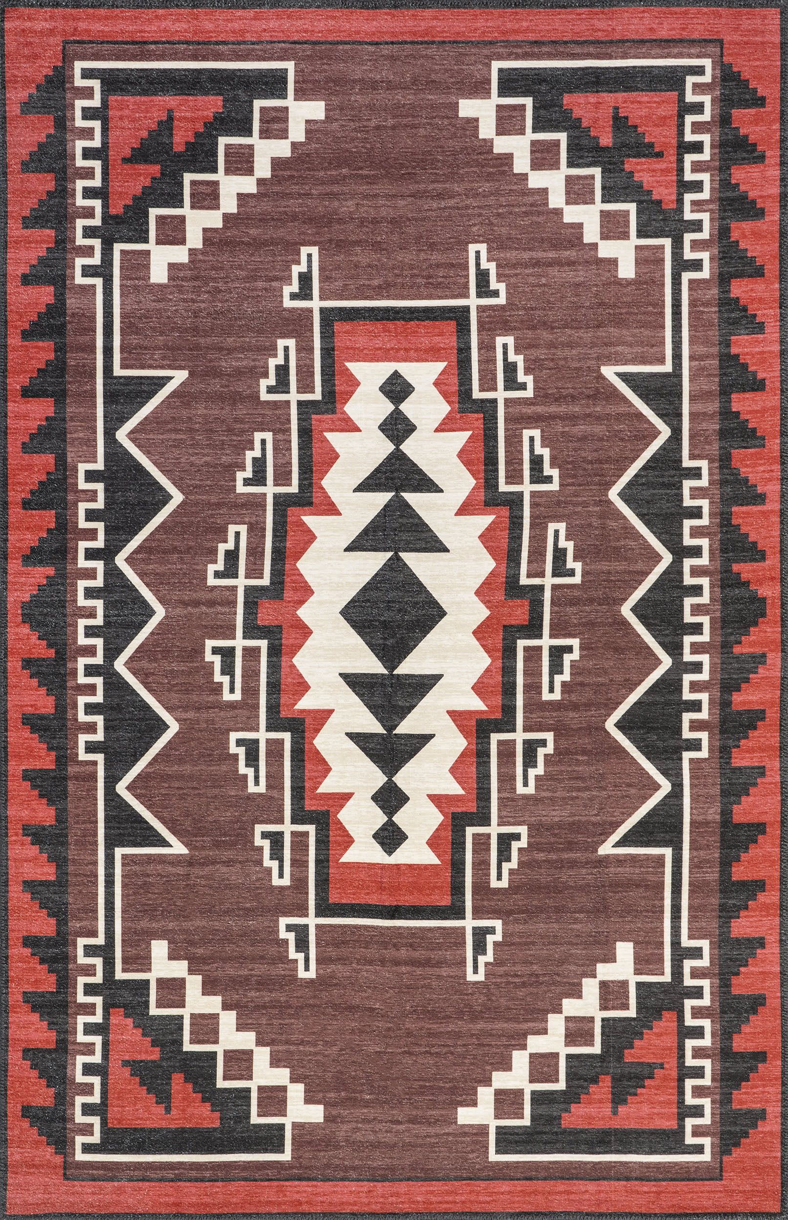 Katy Washable Bold Shapes Rug | Red