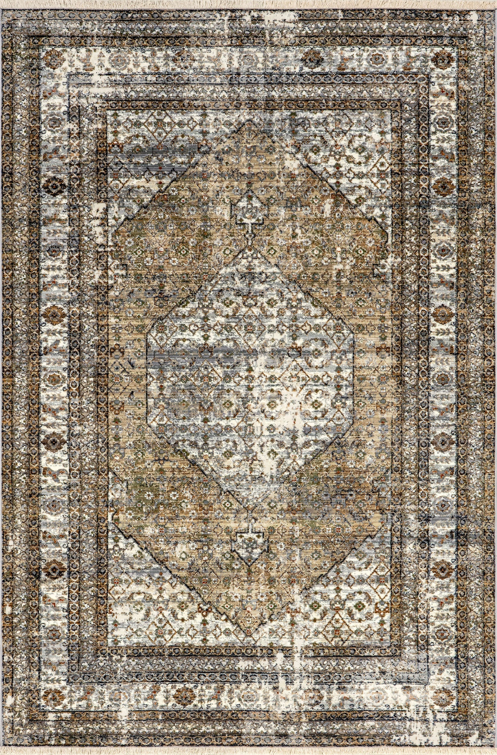 Vintage Medallion Fringe Rug | Light Brown