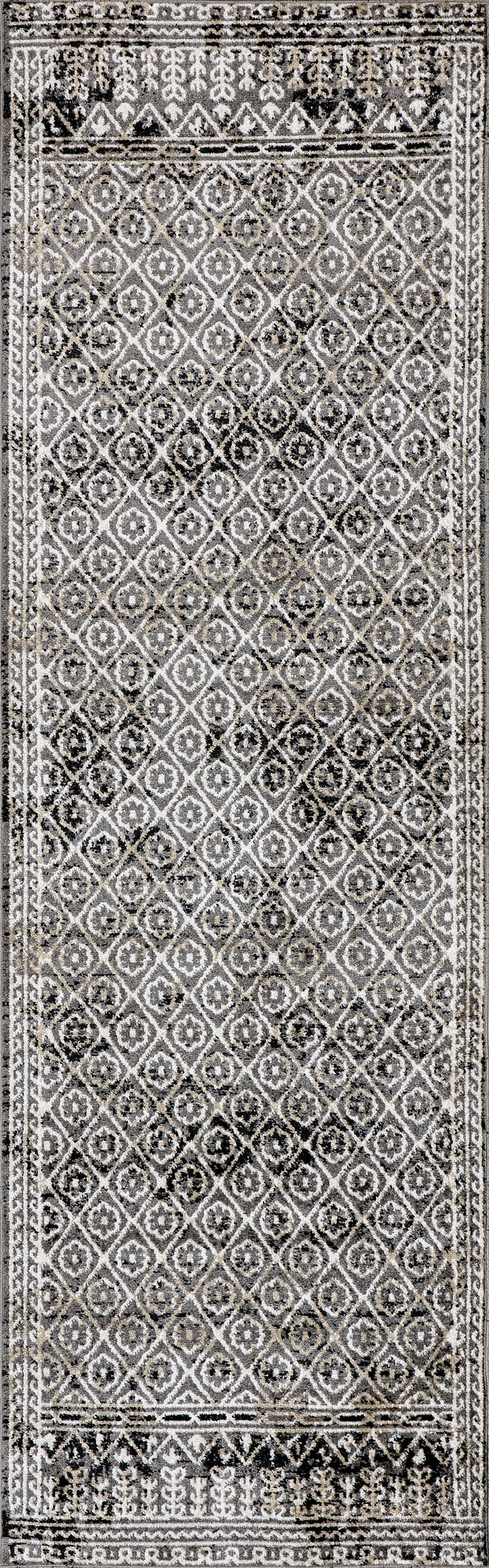 Aida Washable Stencil Rug | Dark Grey