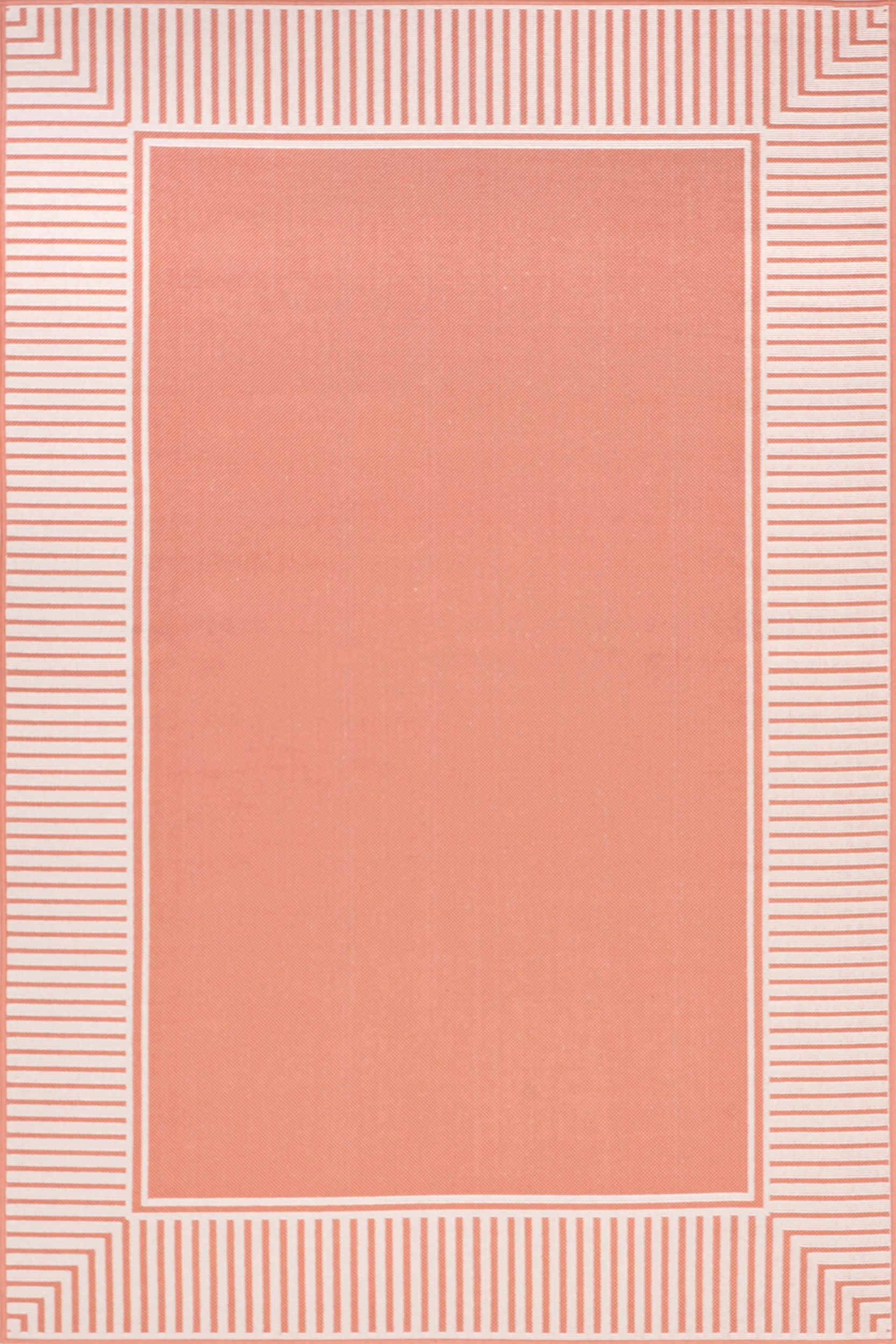 Striped Border Indoor/Outdoor Flatweave Rug | Coral