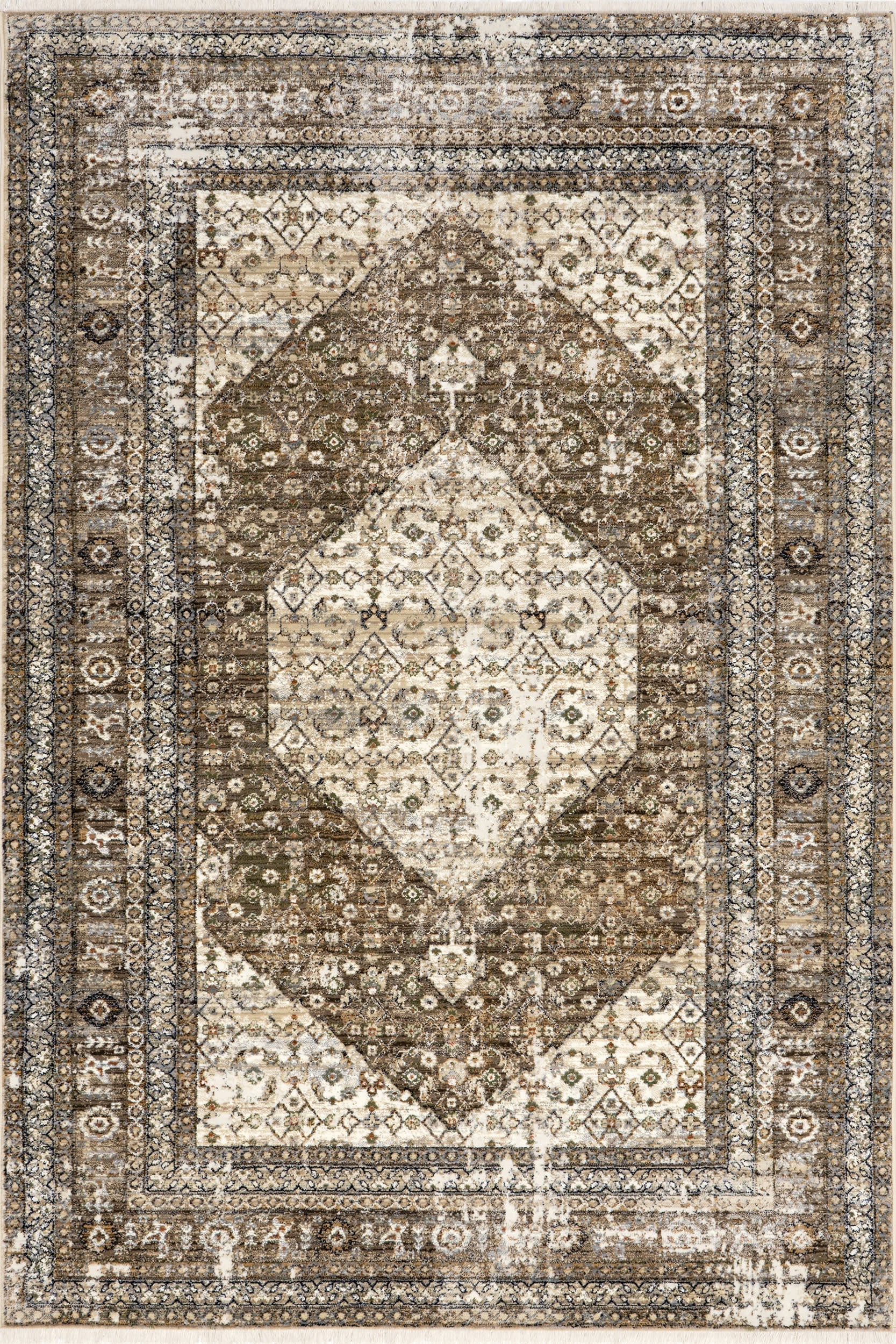Vintage Medallion Fringe Rug | Brown
