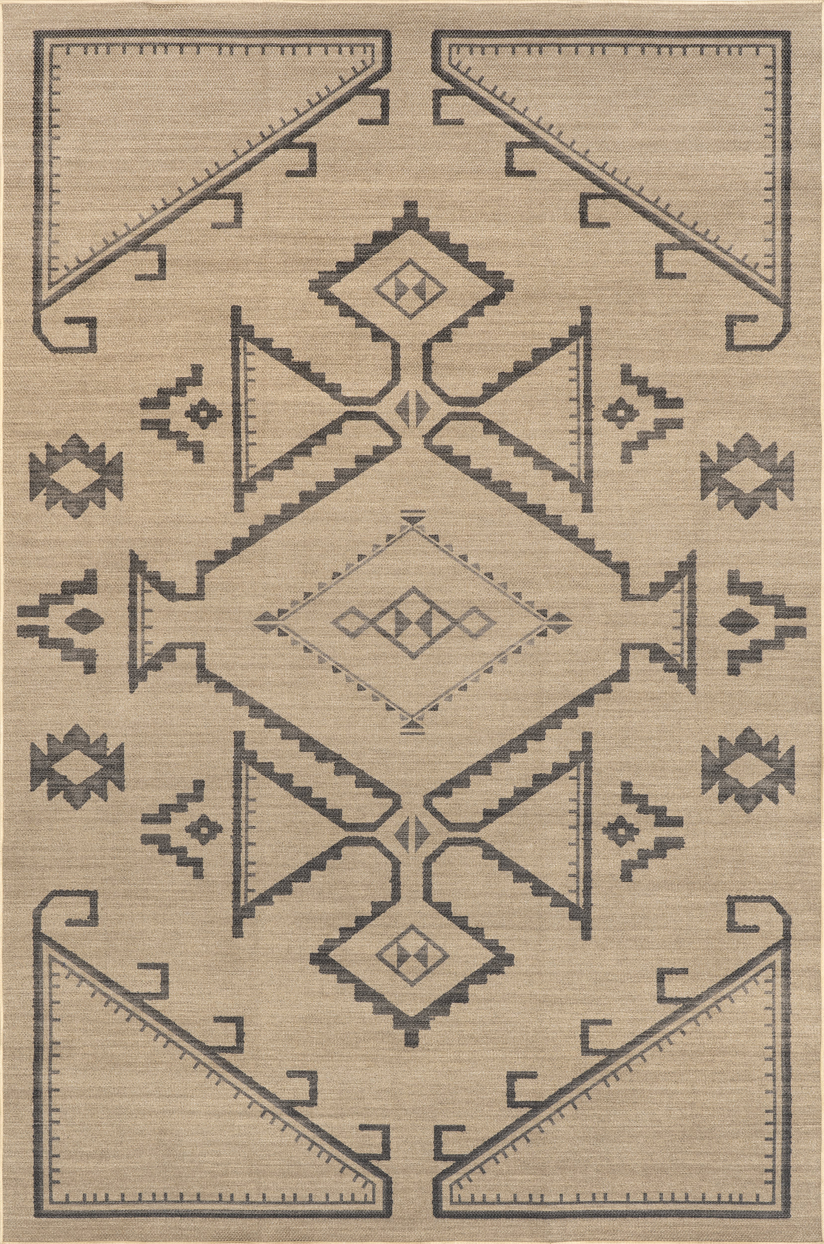 Cassia Easy-Jute Washable Geometric Rug | Natural