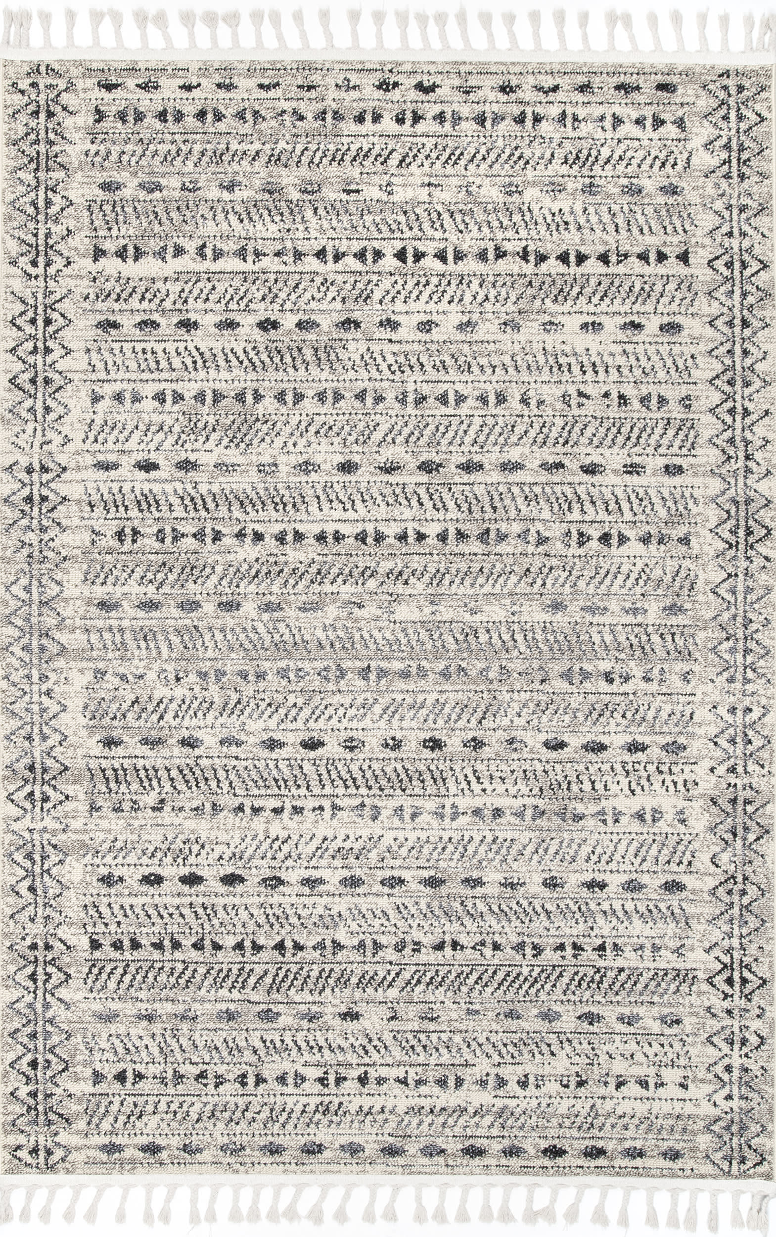 Striped Tassel Rug | Ivory