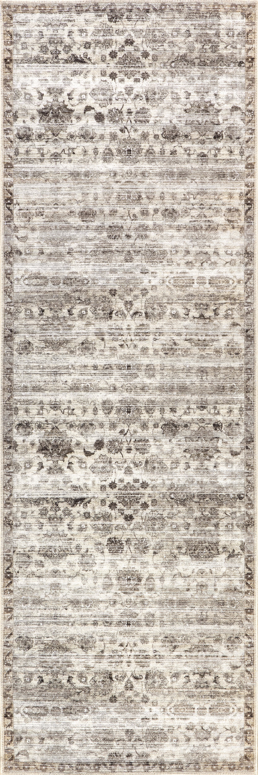 Louisa Vintage Floral Washable Rug | Taupe
